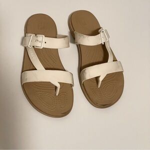 White and Tan Sandals CROCS